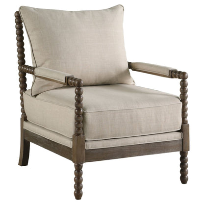 Traditional Faux Linen Accent Armchair