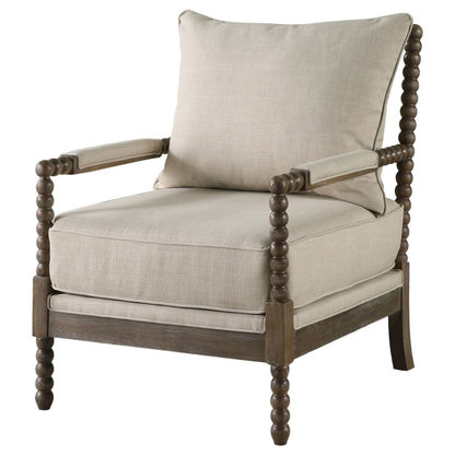 Traditional Faux Linen Accent Armchair