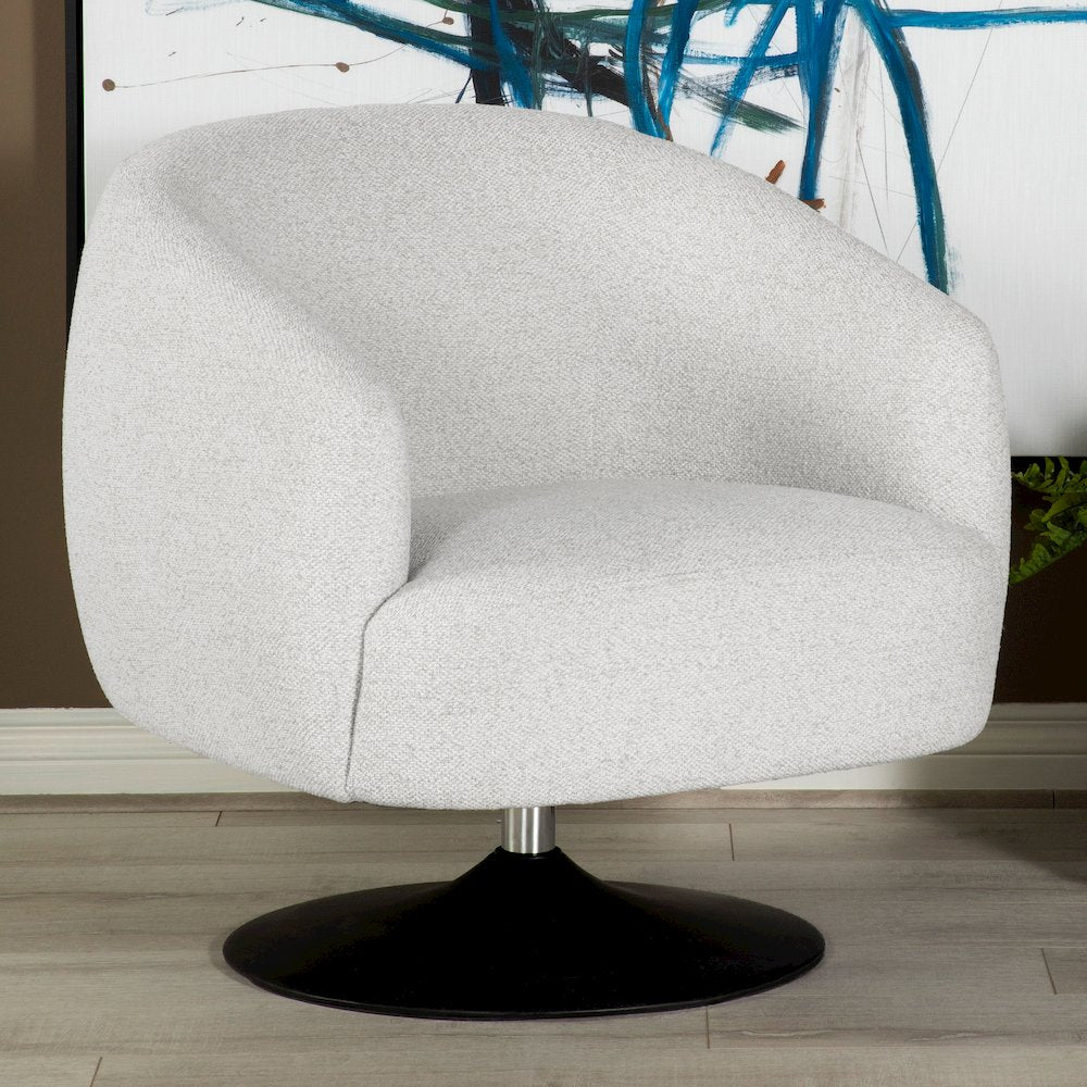 Beige Upholstered Swivel Accent Chair