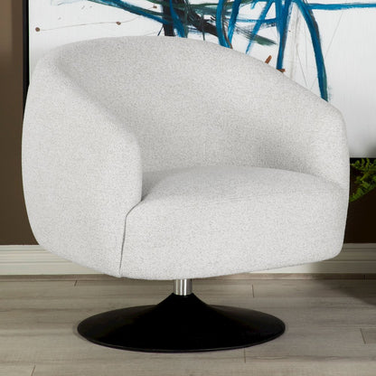 Beige Upholstered Swivel Accent Chair