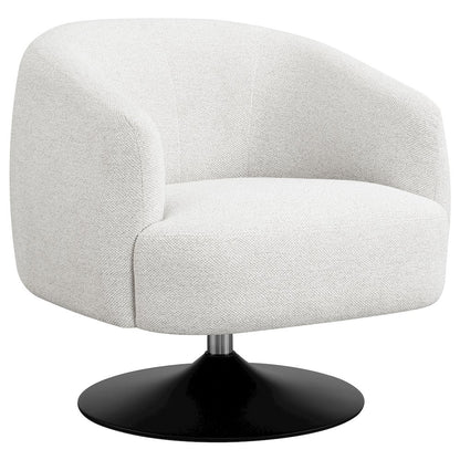 Beige Upholstered Swivel Accent Chair