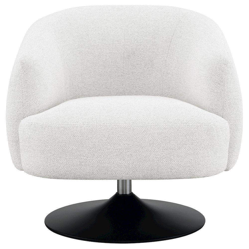 Beige Upholstered Swivel Accent Chair