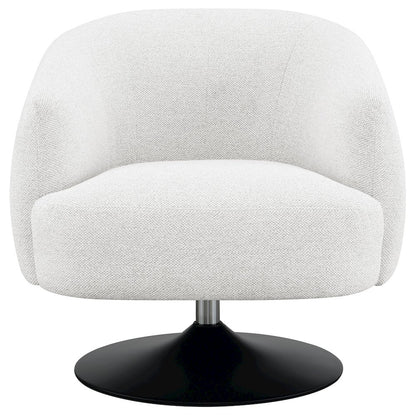 Beige Upholstered Swivel Accent Chair
