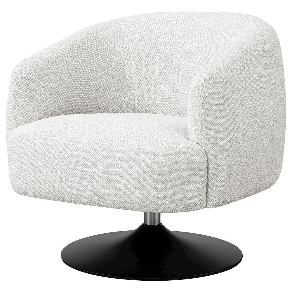 Beige Upholstered Swivel Accent Chair