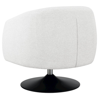 Beige Upholstered Swivel Accent Chair