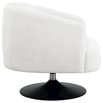 Beige Upholstered Swivel Accent Chair