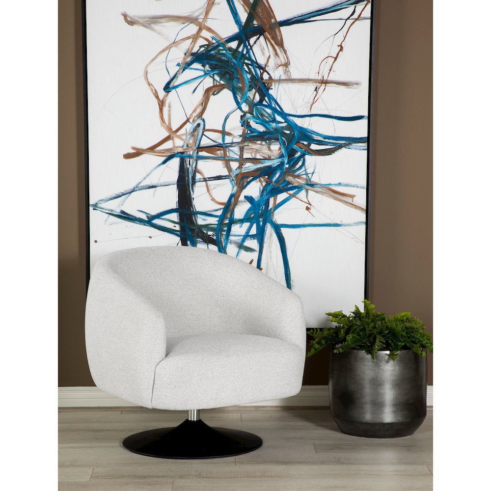 Beige Upholstered Swivel Accent Chair