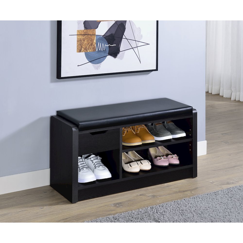 Astor Black 1-drawer Storage Bench