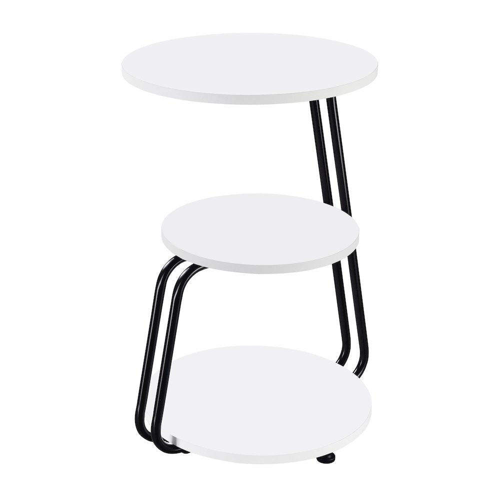 White and Black 3-Tier Round Side Table