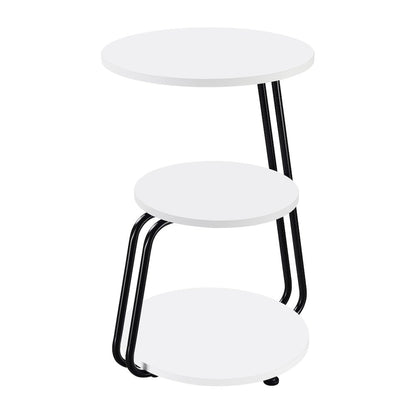 White and Black 3-Tier Round Side Table