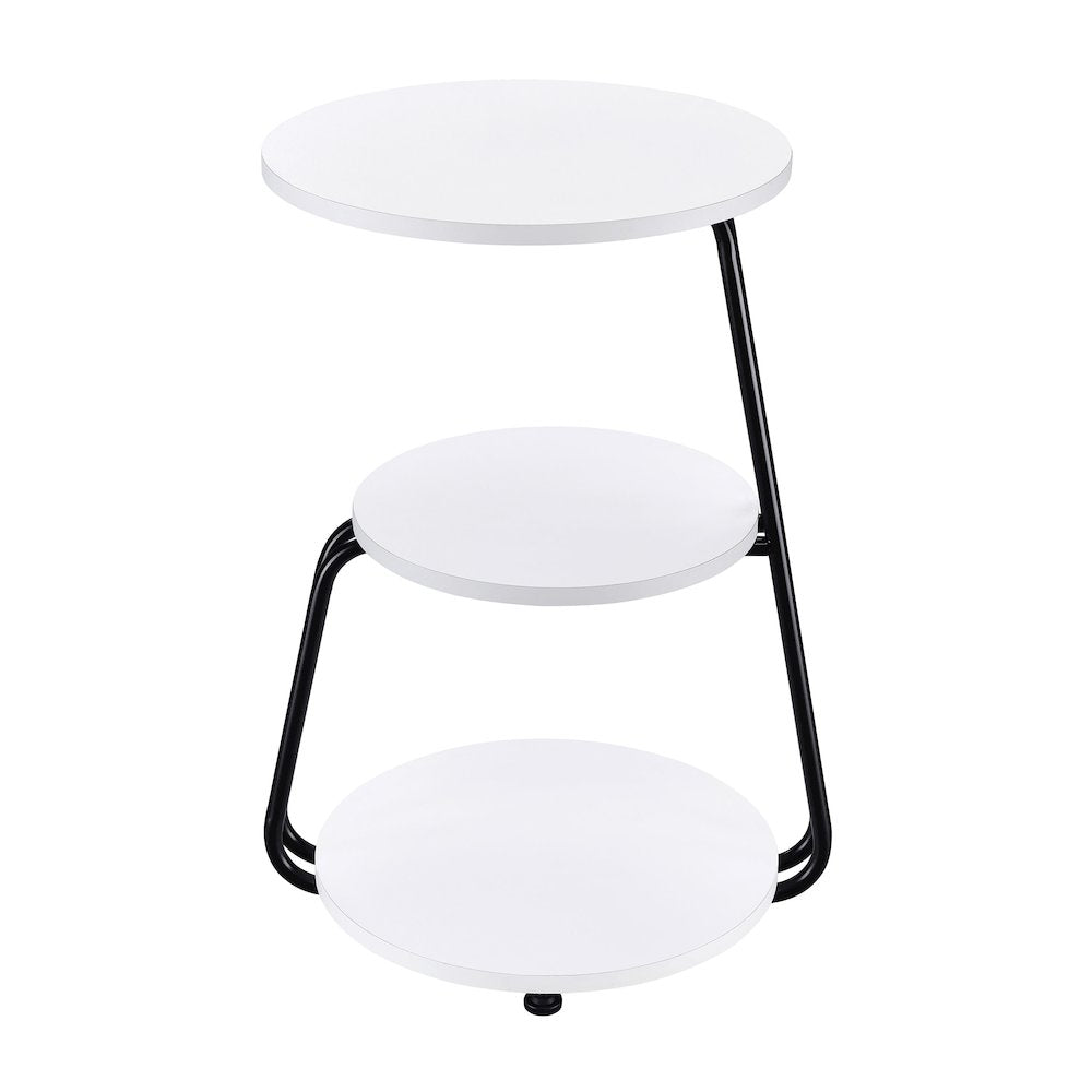 White and Black 3-Tier Round Side Table