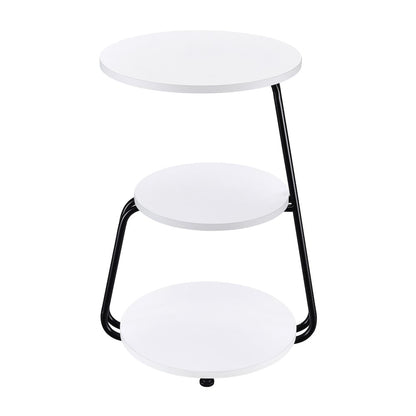 White and Black 3-Tier Round Side Table