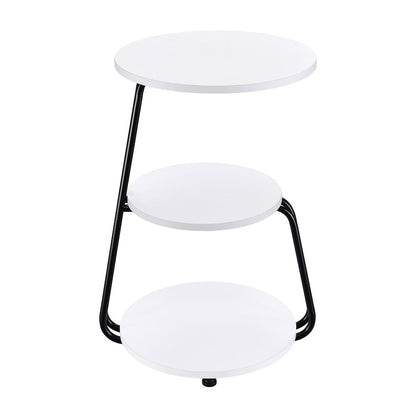 White and Black 3-Tier Round Side Table