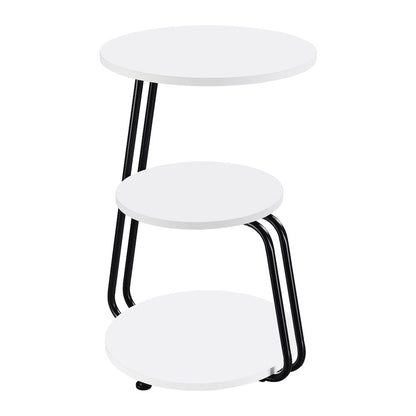 White and Black 3-Tier Round Side Table