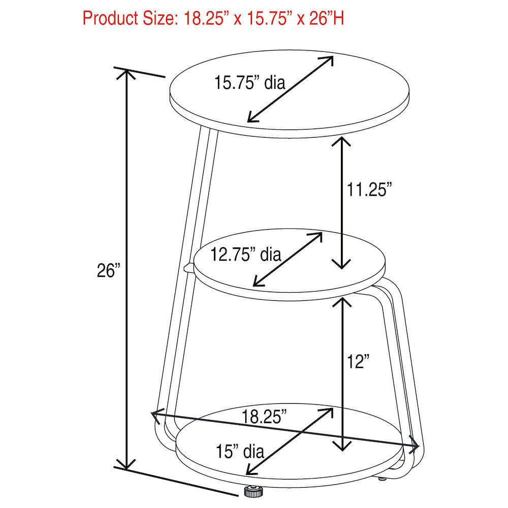 White and Black 3-Tier Round Side Table