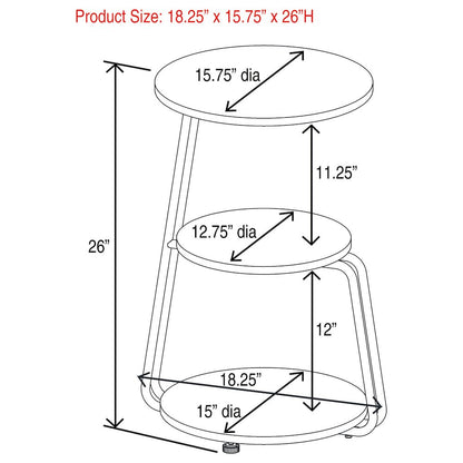 White and Black 3-Tier Round Side Table