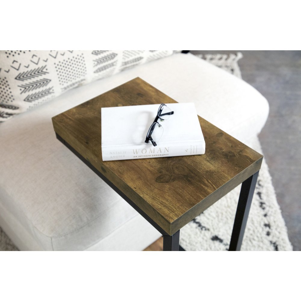 C-Shape Wooden Top Snack Table
