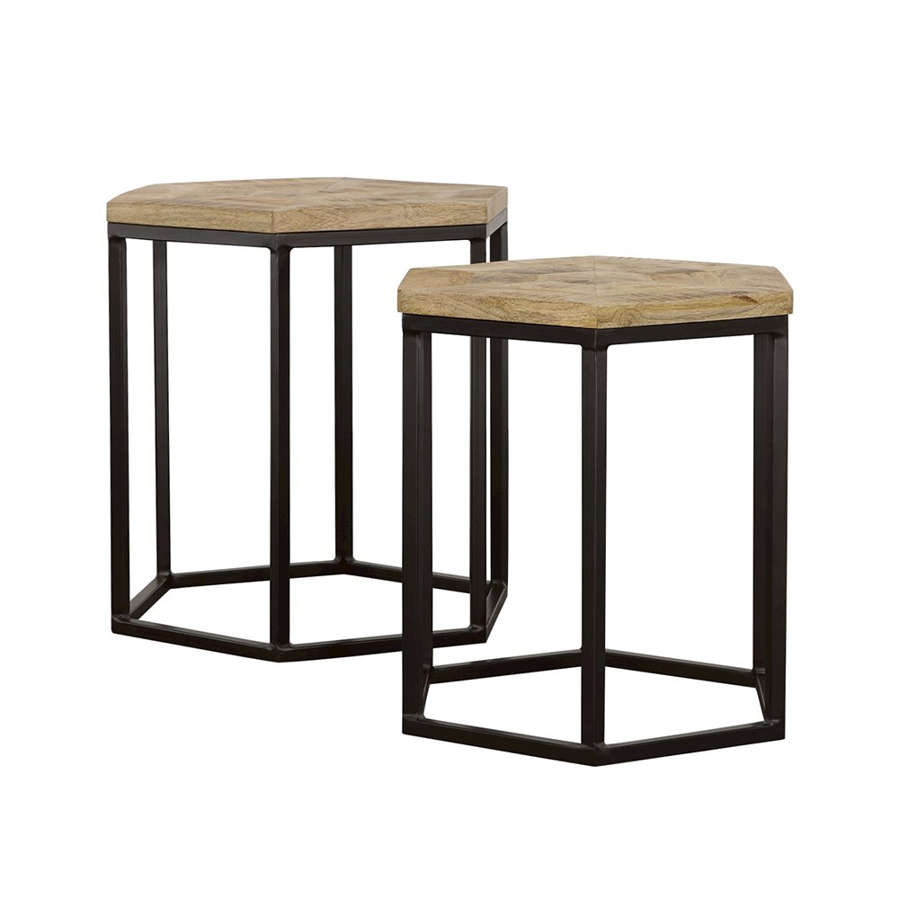 Natural and Black 2-piece Hexagon Nesting Table