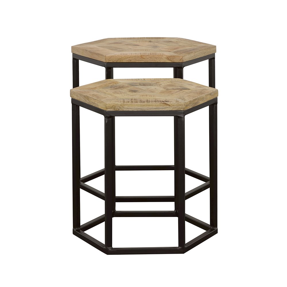 Natural and Black 2-piece Hexagon Nesting Table