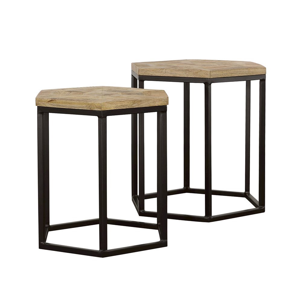 Natural and Black 2-piece Hexagon Nesting Table