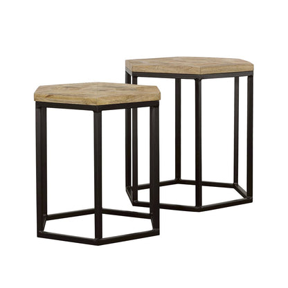 Natural and Black 2-piece Hexagon Nesting Table