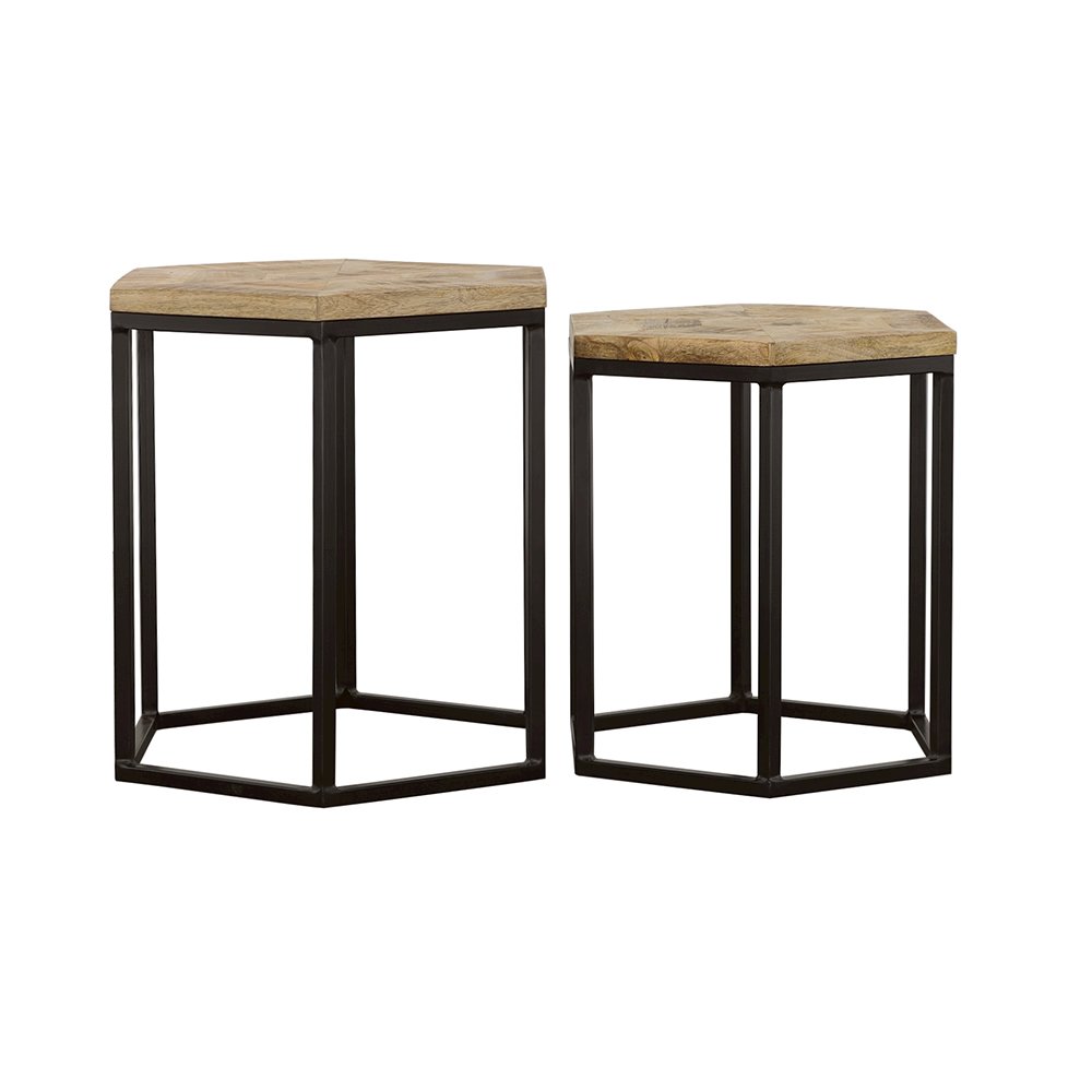 Natural and Black 2-piece Hexagon Nesting Table
