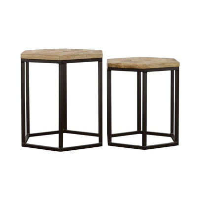 Natural and Black 2-piece Hexagon Nesting Table