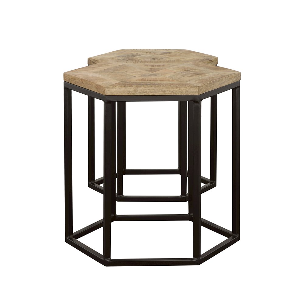 Natural and Black 2-piece Hexagon Nesting Table