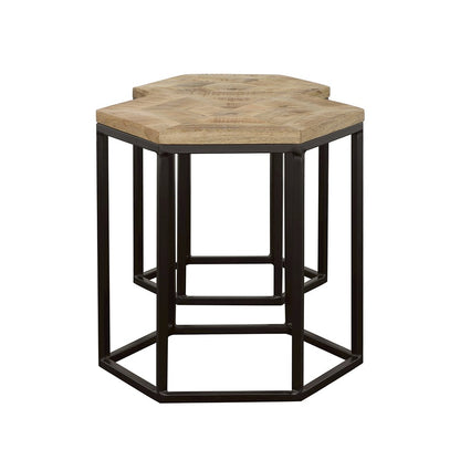 Natural and Black 2-piece Hexagon Nesting Table