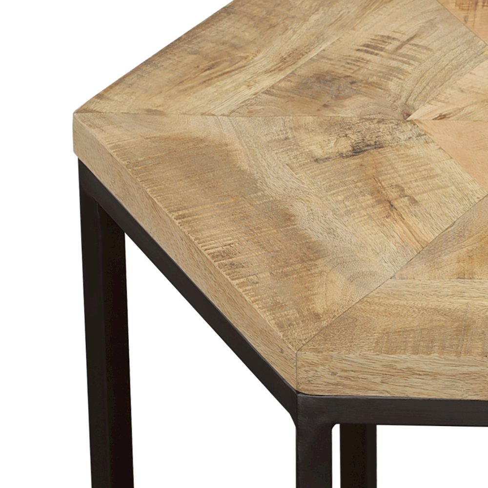 Natural and Black 2-piece Hexagon Nesting Table