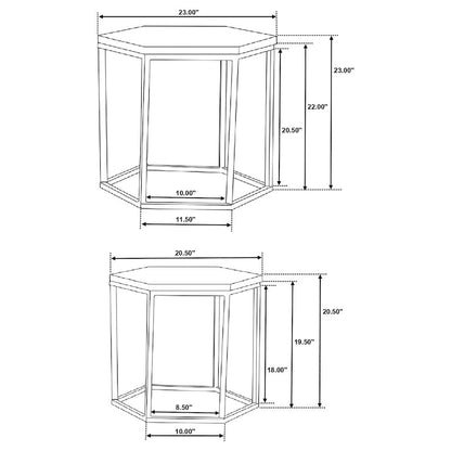 Natural and Black 2-piece Hexagon Nesting Table