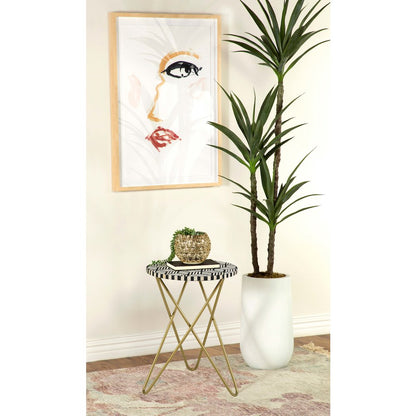 Black White and Gold Round Top Accent Table