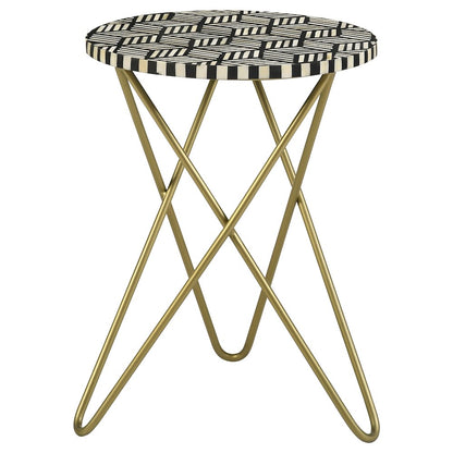 Black White and Gold Round Top Accent Table