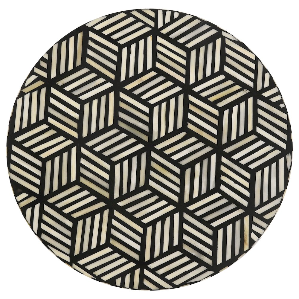 Black White and Gold Round Top Accent Table