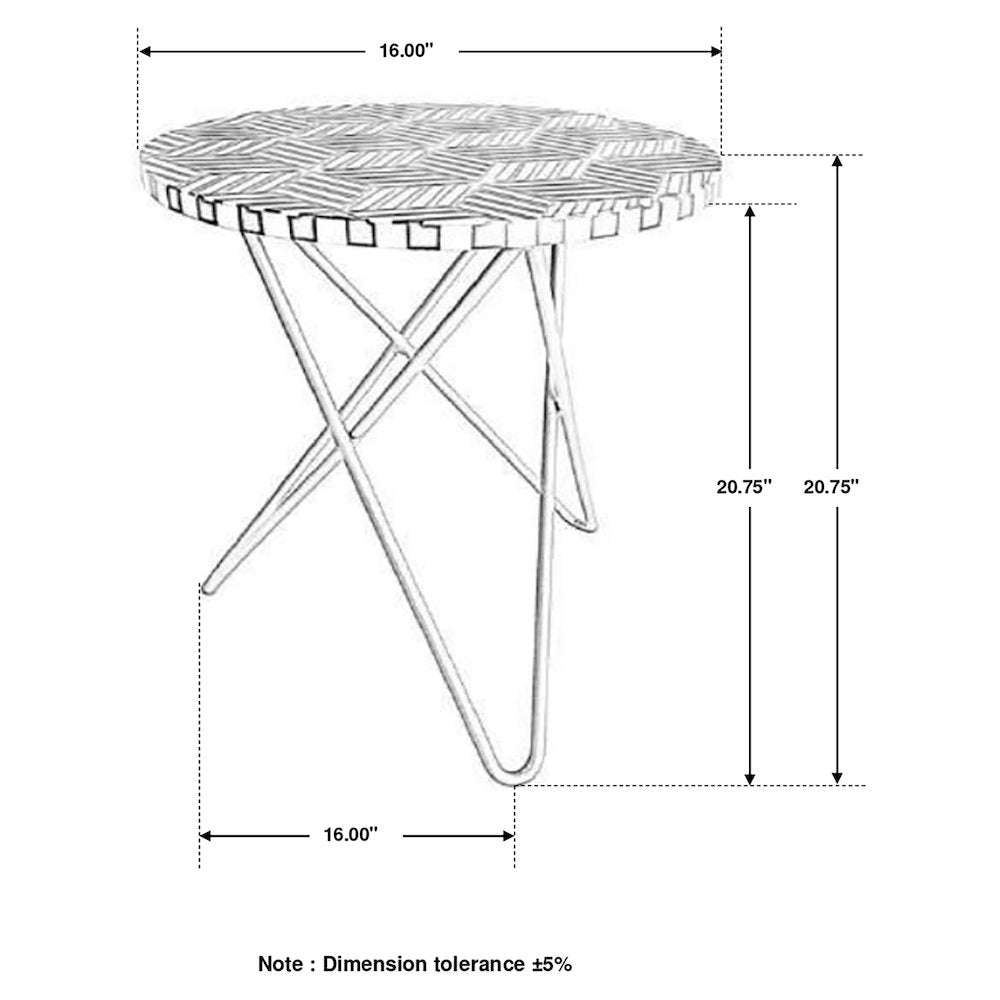 Black White and Gold Round Top Accent Table