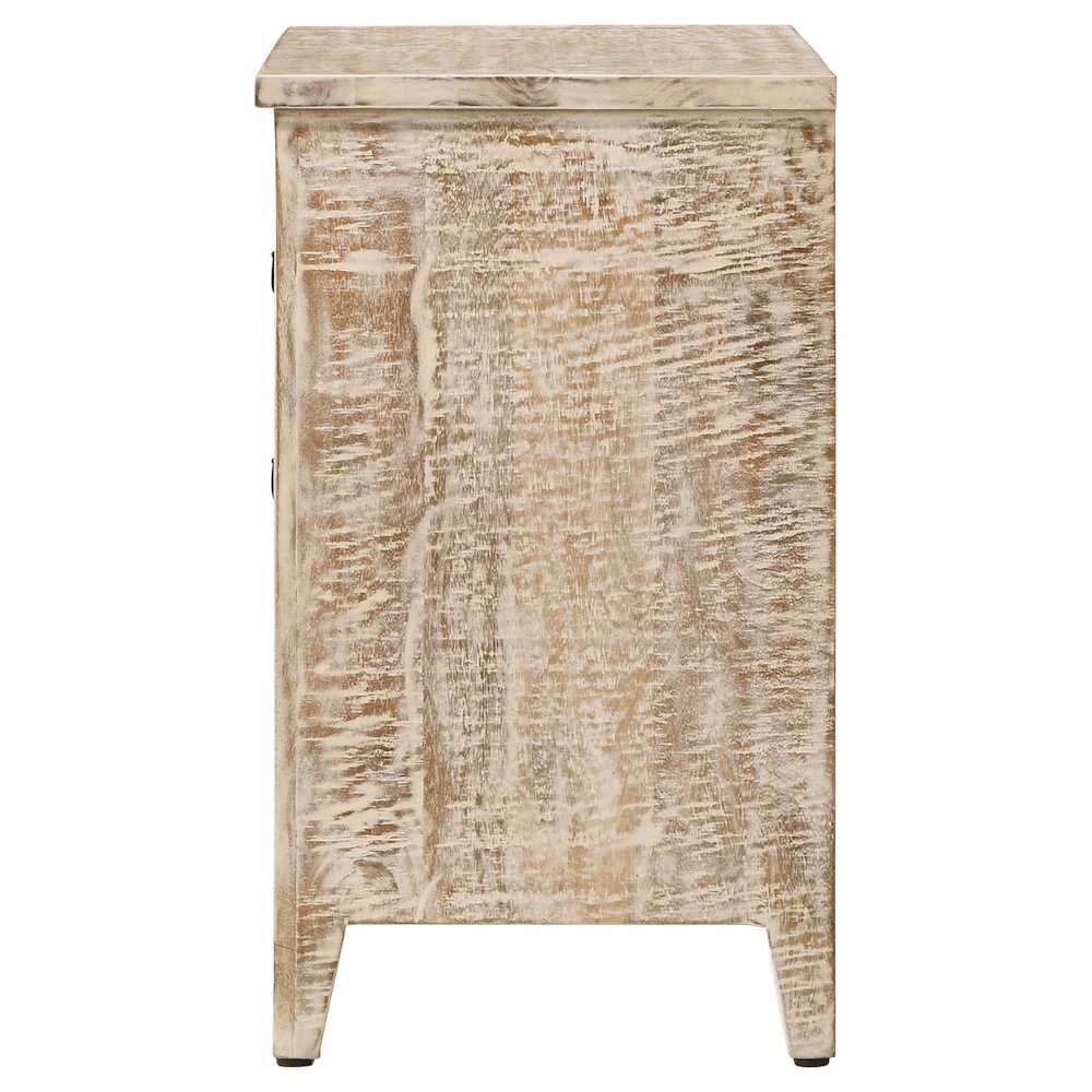 White Distressed 3-Drawer Accent Cabinet