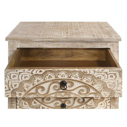 White Distressed 3-Drawer Accent Cabinet
