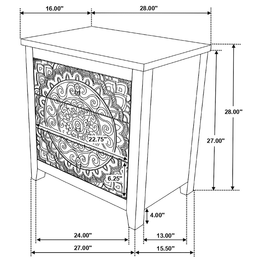 White Distressed 3-Drawer Accent Cabinet