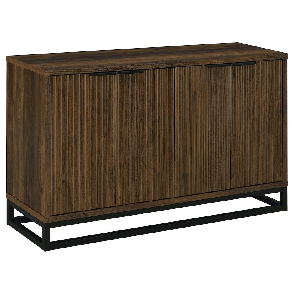 Dark Pine and Black 4-Door Accent Cabinet