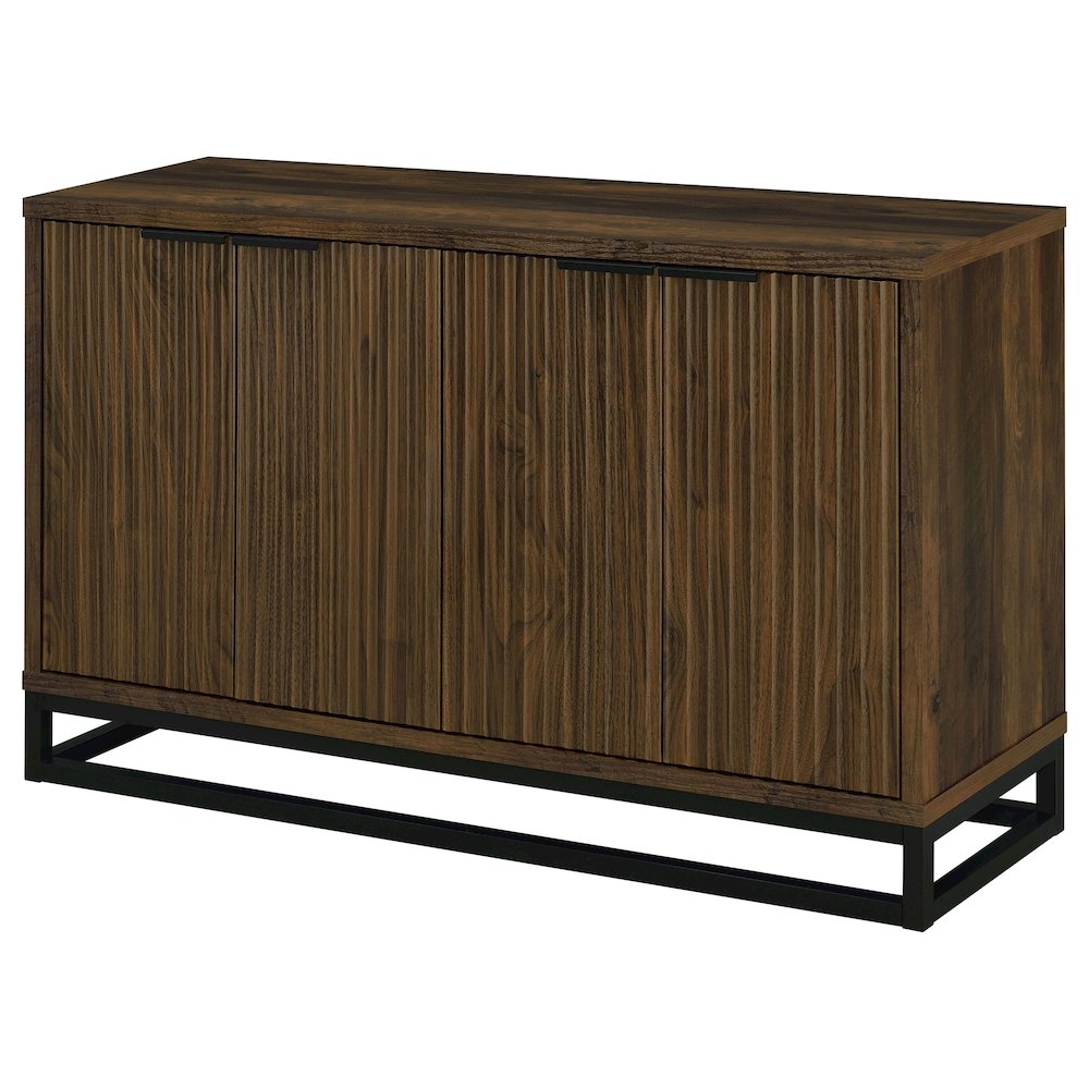 Dark Pine and Black 4-Door Accent Cabinet