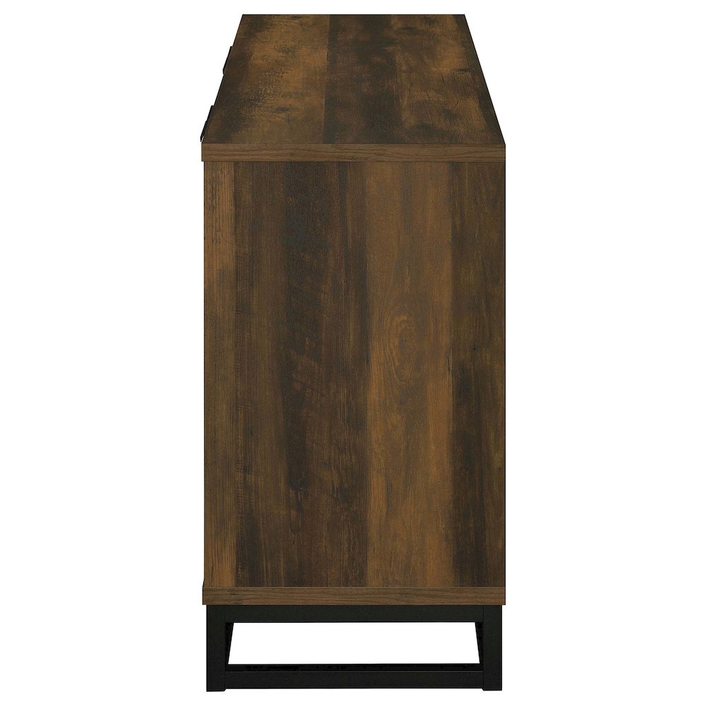 Dark Pine and Black 4-Door Accent Cabinet