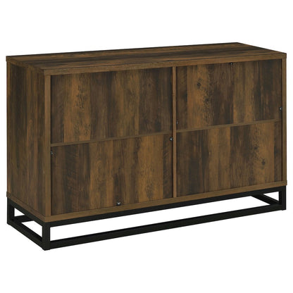 Dark Pine and Black 4-Door Accent Cabinet