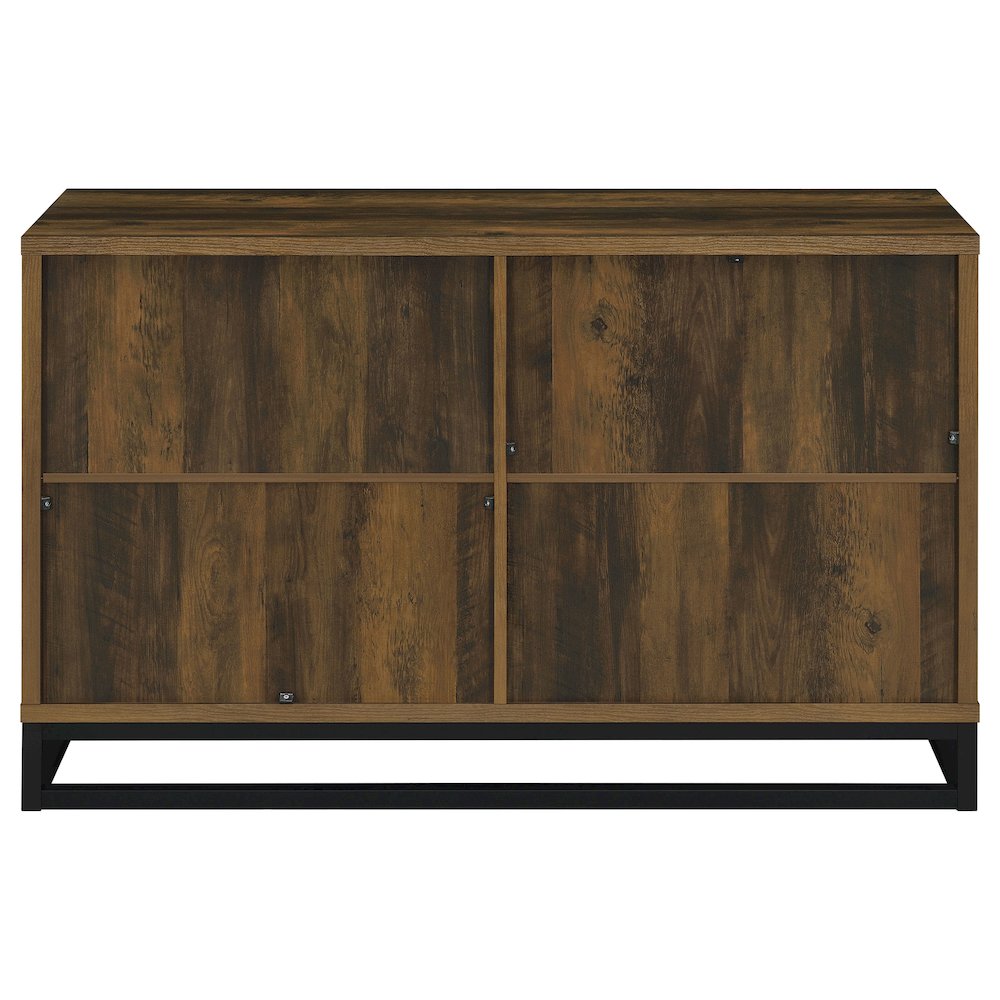 Dark Pine and Black 4-Door Accent Cabinet