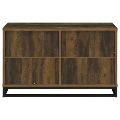 Dark Pine and Black 4-Door Accent Cabinet