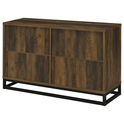 Dark Pine and Black 4-Door Accent Cabinet