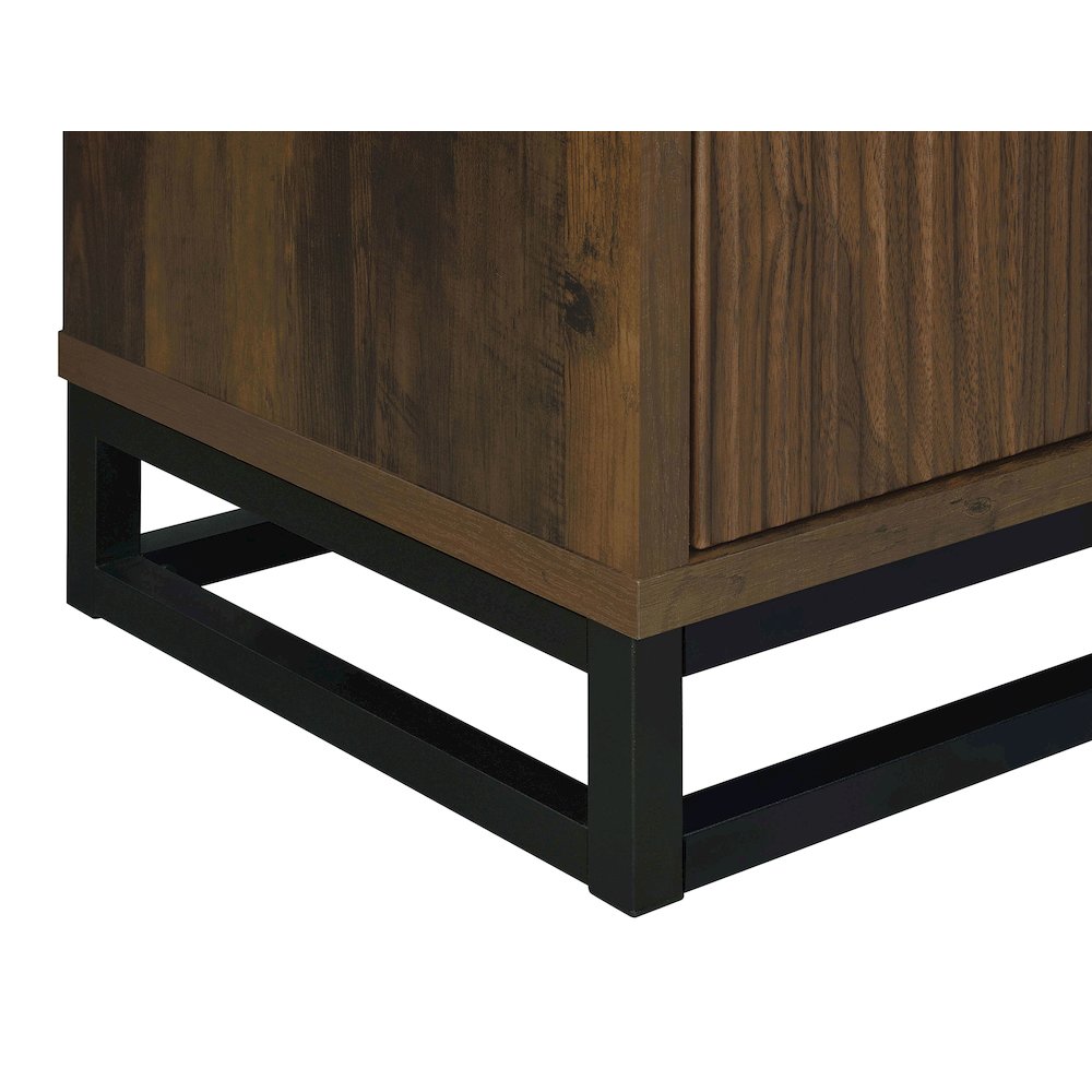 Dark Pine and Black 4-Door Accent Cabinet