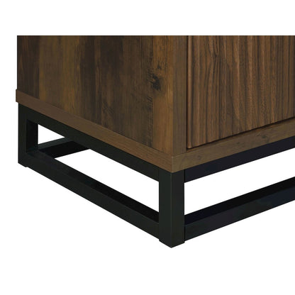 Dark Pine and Black 4-Door Accent Cabinet