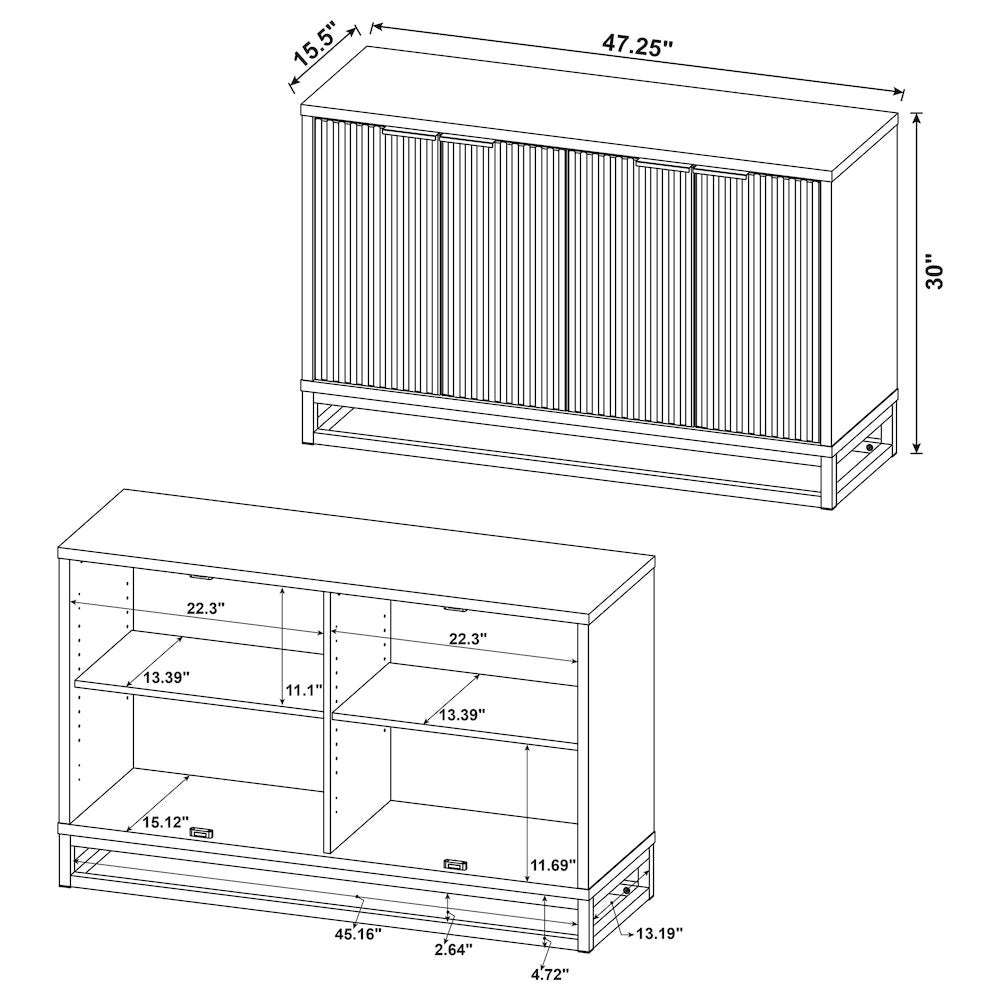Dark Pine and Black 4-Door Accent Cabinet