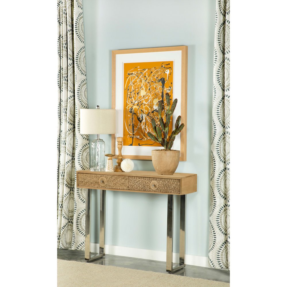 Natural and Silver 2-Drawer Console Table