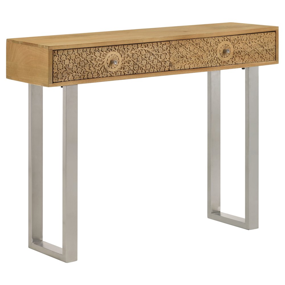 Natural and Silver 2-Drawer Console Table